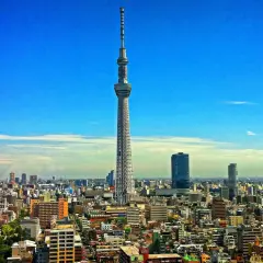 Wieżowiec Tokyo Skytree góruje nad gęstą zabudową miasta, które mogłoby uchodzić za najwieksze miasto na swiecie.