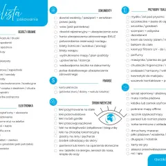 Lista rzeczy do spakowania: dokumenty, odzież, elektronika, finanse, leki, kosmetyki i dodatki. Nie zapomnij o karcie pokładowej!