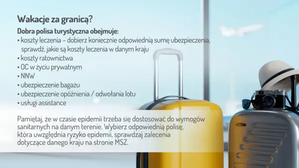 Aviva ubezpieczenie turystyczne: dobra polisa obejmuje koszty leczenia, ratownictwa, OC, NNW, bagażu, opóźnień lotów i assistance. Wakacje bez trosk!