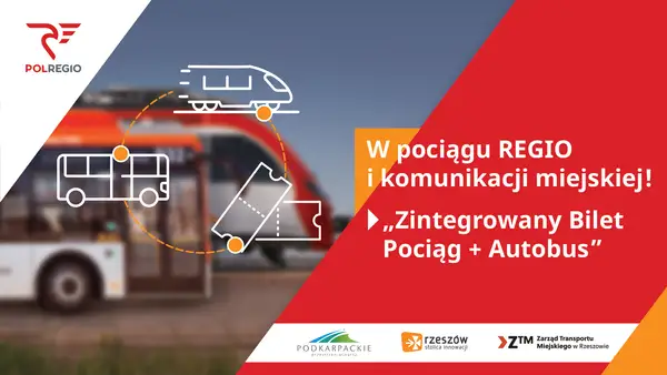 Zintegrowany bilet na pociąg i autobus w Rzeszowie, łączący podróż z Krakowa Balic.